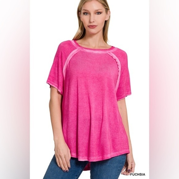 Zenana Outfitters Tops - Zenana Fuchsia Short Sleeve Tee NWOT